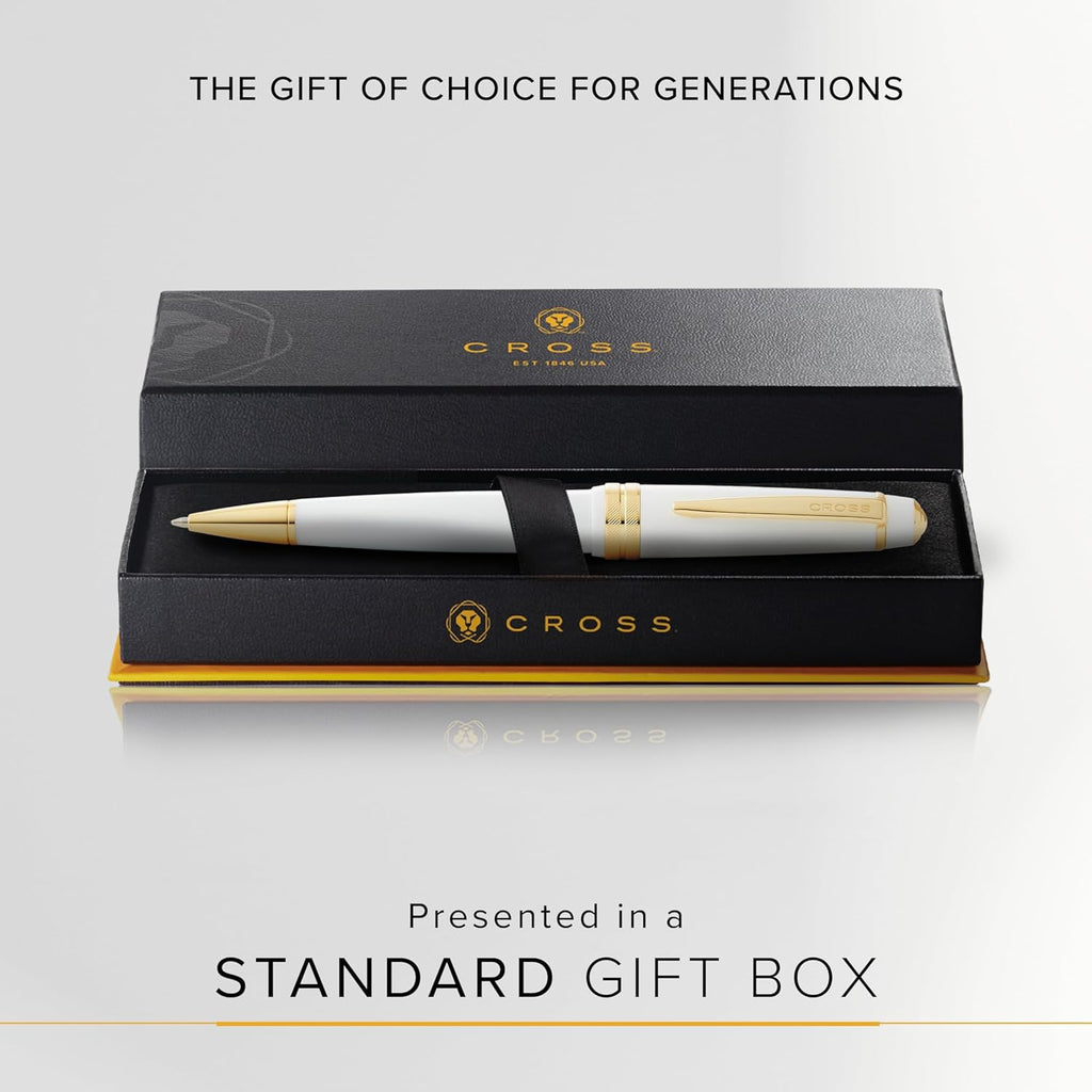 Cross Bailey Light Refillable Ballpoint Pen Presented in a Everyday Gift Box - Medium Point, Black Ink, Polished White