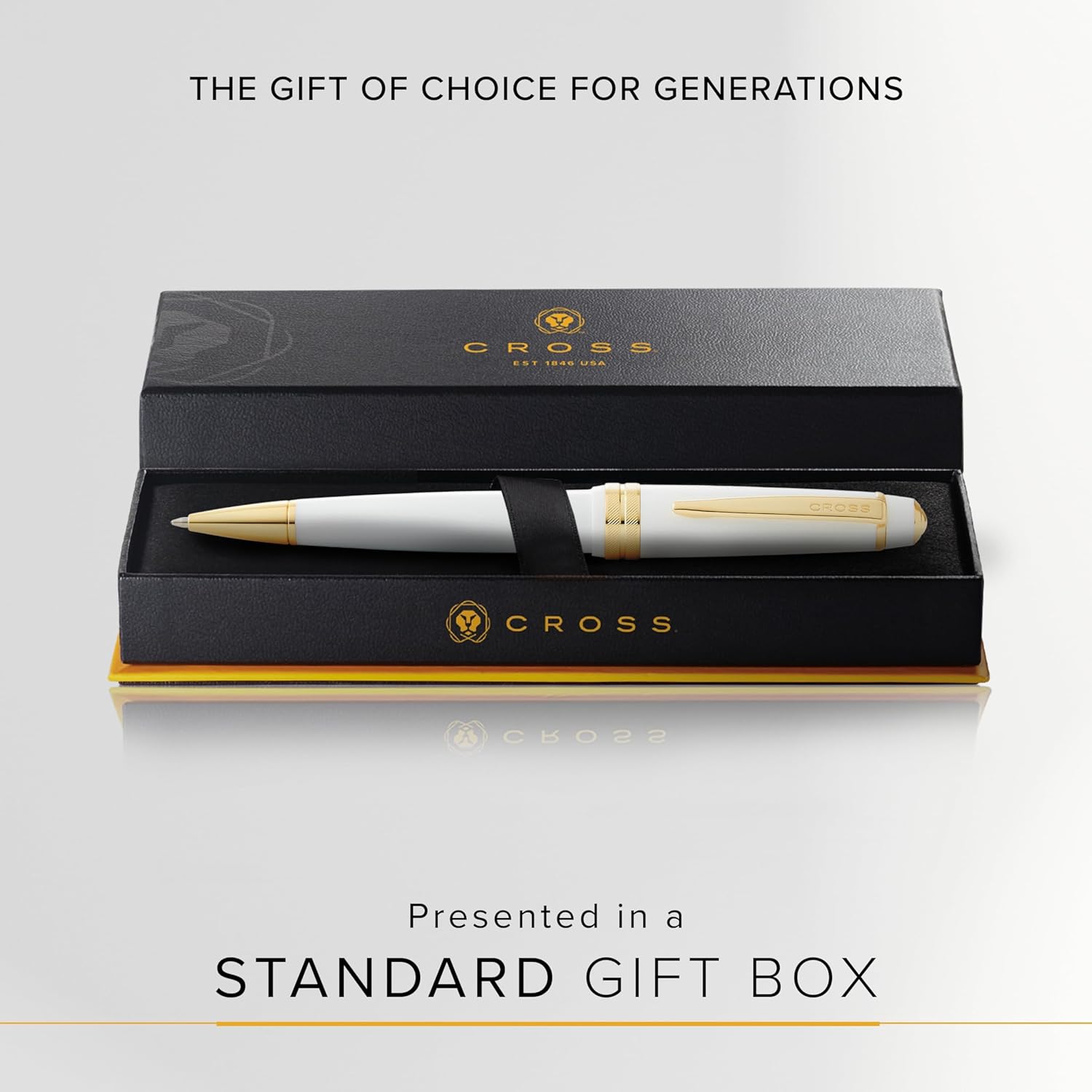 Cross Bailey Light Refillable Ballpoint Pen Presented in a Everyday Gift Box - Medium Point, Black Ink, Polished White