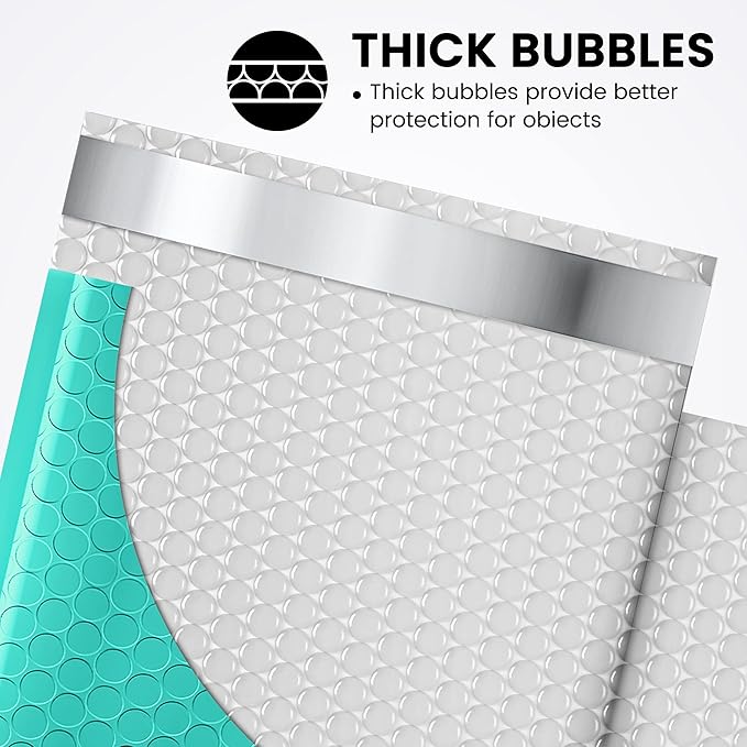 Fuxury Bubble Mailer, 6x10 Inch Bubble Mailers 50 Pack, Self-Seal Adhesive Padded Envelopes, Water Resistant Mailers, Shipping Envelopes for Packaging, Small Business, Mailing,Bulk Teal #0