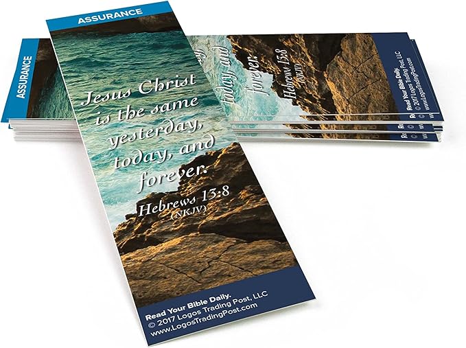 Christian Bookmark with Bible Verse, Pack of 25, Assurance Themed, Jesus Christ is the Same Yesterday, Today and Forever, Hebrews 13:8