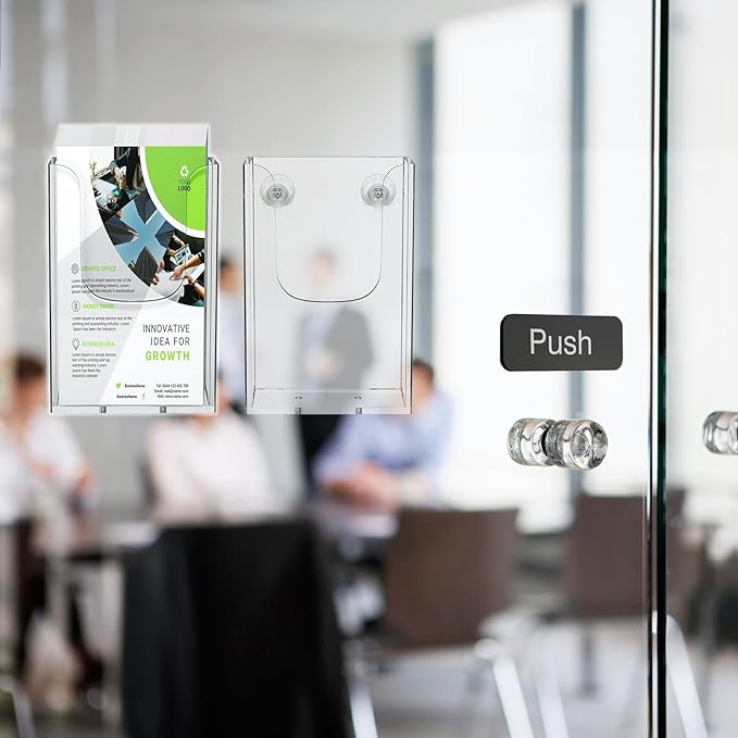 zavekia Brochure Holder, 4 x 6 Inches Brochure Holder Wall Mount Literature Holder Clear Flyer Holder Wall Mounted (2 pack)