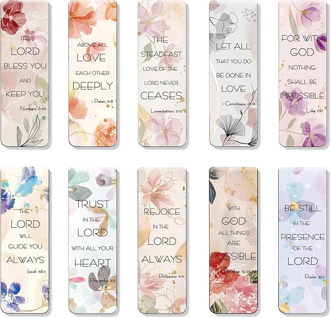 WAVEYU 10 Pieces Bible Verse Magnetic Bookmarks for Women Men, Inspirational Scripture Christian Religious Bookmarks for Church Supplies, for School Office Supplies, Style D