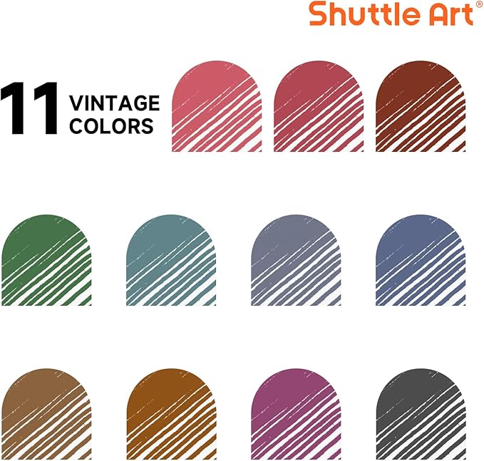 Shuttle Art Colored Retractable Gel Pens, 11 Unique Dark Vintage Ink Colors, Cute Pens 0.7mm Medium Point Quick Drying for Writing Drawing Journaling Note Taking School Office Home