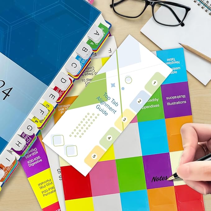 Index Tabs for ICD-10-CM 2024 The Complete Official Codebook-AMA Version, Complete Book Tabs Set to Index All Important Parts, Laminated Durable with Blank Tabs & Page Numbers (Book Not Included)