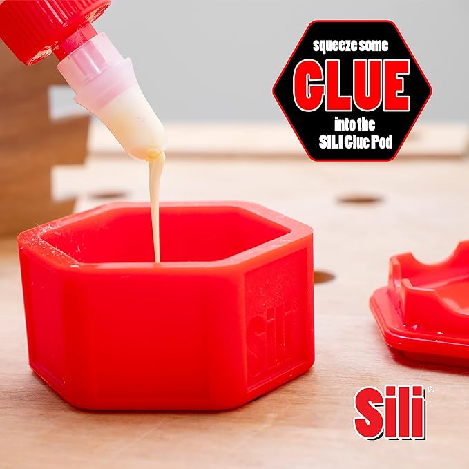 Sili Non-Stick Micro Silicone Glue Brush Wood Glue Applicator Set | Fine, Chiseled, Flat Tapered Tip Wood Glue Spreader | Sealable Lid Glue Pod | Silicone Glue Brushes Woodworking, Arts, Crafts, Hobby