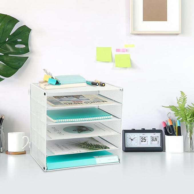 EASEPRES 5 Slot Desk Organizer Tray, White