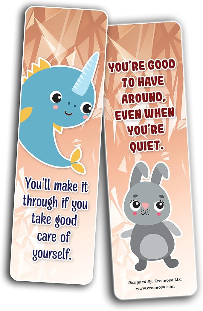 Creanoso Cute Critter Quotes Bookmarks (5-Sets X 6 Cards) – Daily Inspirational Card Set – Interesting Book Page Clippers – Great Gifts for Adults and Professionals