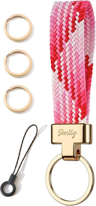 SENLLY Car Keychain, Stretchy Key Holder, Original Elastic Anti-Drop Design Finger Lanyard Strap