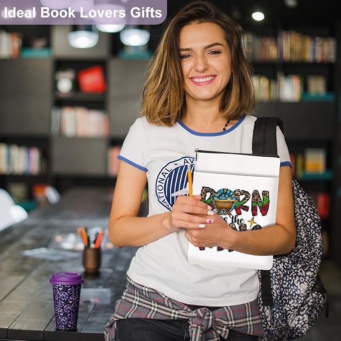 Inspirational Western Faith Christian Gifts Book Sleeve Book Cover Religious Cowgirl Accessories for Women Teacher BFF Friendship Christmas Birthday Book Lovers Gifts Book Protector with Zipper