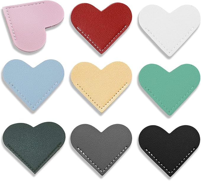 9 PCS Leather Bookmarks for Women with Heart Shape, Cute Corner Bookmark, Book Accessories for Reading Lovers, Book Markers for Women, Bookmarks for Book Lovers by HNQCPCVU (9PCS Heart - Color 3)