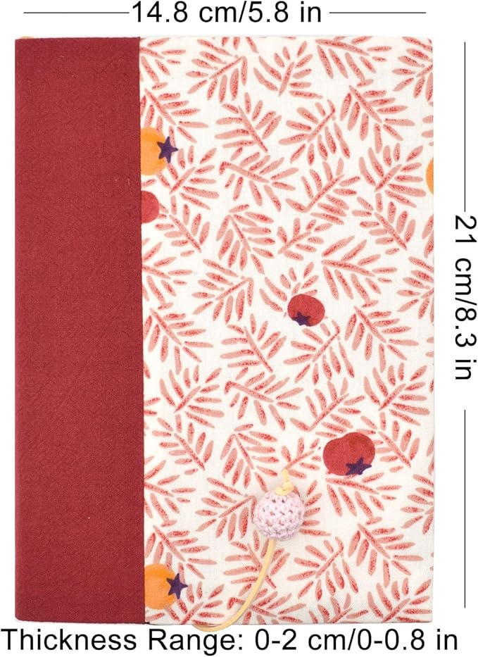 BLBMH A5 Book Covers for Paperbacks Persimmon Adjustable Fabric Book Sleeve Cover Protector Fit for 5.5x8.2 inch Hardcover Softcover Book Novels Notebook - BC55 Red