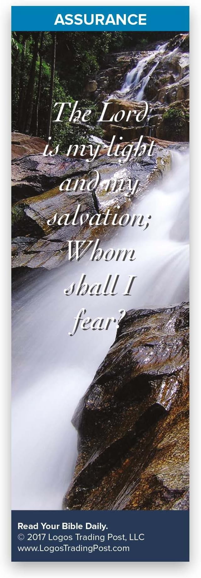 Christian Bookmark with Bible Verse, Pack of 25, Assurance Themed, The Lord is My Light and My Salvation Bookmarks, Psalm 27:1-3