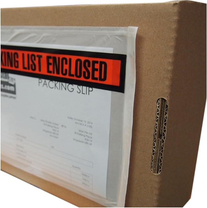 Packing List Envelopes 4.5"x5.5" Pouches Invoice Enclosed Adhesive Bags Pack of 100, clear PL_100PK