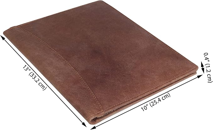 Succor Genuine Leather Business Portfolio Organizer-Professional Padfolio-Leather Binder-Document Holder-Resume Folder-A4 PAD Folio for Men and Women-13”x10”-Hunter Brown
