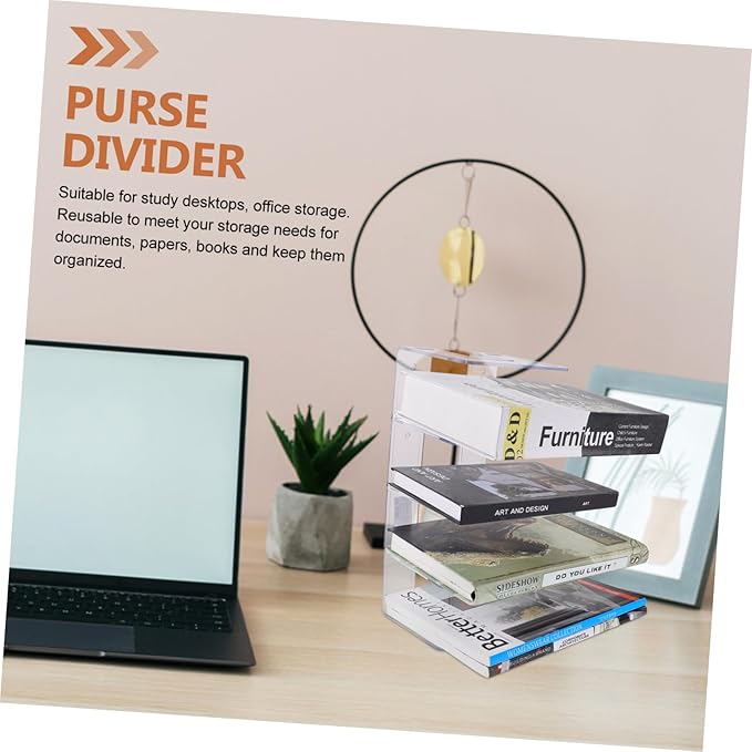 Ciieeo Wallet Acrylic Books Wallet Holder Desk Book Ends Book Holders for Shelves Book Stand Manager Shelf Partition Plate Decorate Bookend Storage Bag Desktop Delicate bookend