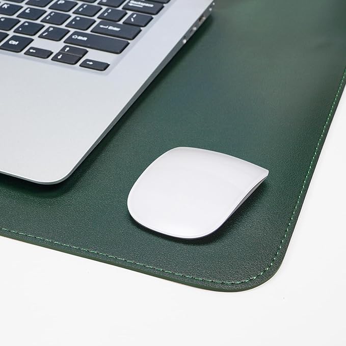 Leather Desk pad Protector, Large Desk mat with Natural Cork & PU Leather,Mouse pad,Non-Slip Office Desk Mat,Waterproof Desk Writing Pad for Office and Home (35in*17in, Dark Green)