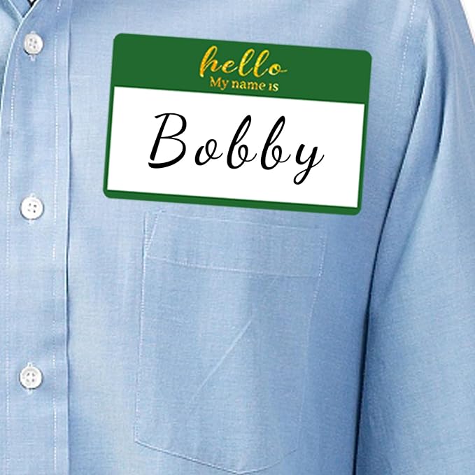 Hello My Name Tag | Gold Foil Waterproof 3.5 x 2.25 Inch Large Name Tags | 6 Colors | 216pcs Name Stickers Name Badge for School, Business and Conference