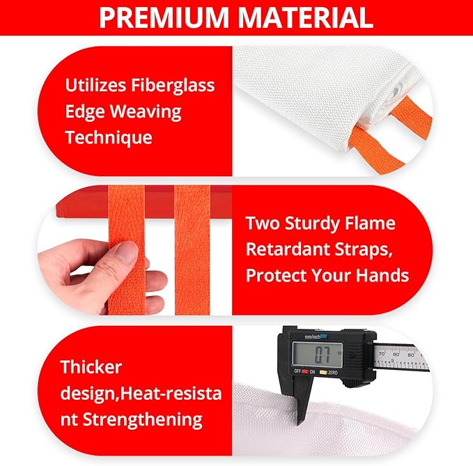 SecuCaptain Emergency Fire Blanket for Home and Kitchen - 40"x40" Flame Suppression Fiberglass Fire Blankets for House Camping Car Warehouse Office Emergency Survival Safety