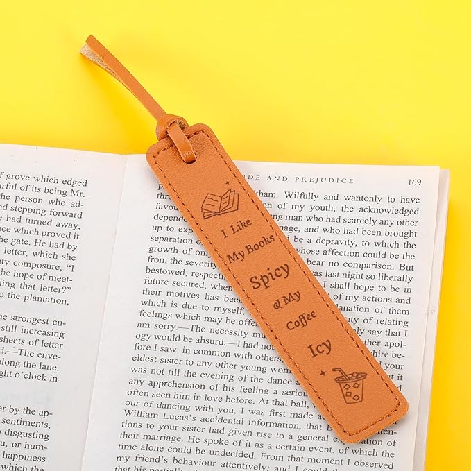 Leather Bookmarks for Book Lovers, Funny Reading Gifts for Women Men Friend Him Her Bookish, Spicy Leather Bookmark Present for Birthday Christmas Stocking Valentines Day Book Club Coworker
