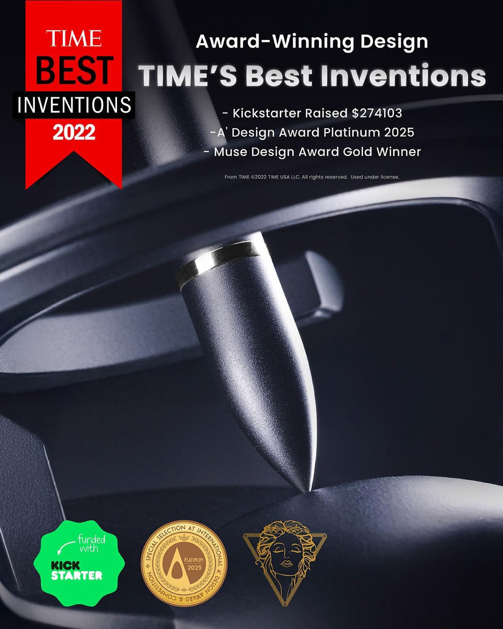 novium Hoverpen Interstellar - German-engineered Ballpoint Pen with Magnetic Features, Starlight Silver