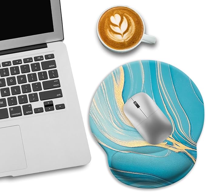 Blue Marble Ergonomic Mouse Pad with Wrist Rest, Gaming Mousepad Wrist Support with Non-Slip Pain Relief PU Base, Comfortable Computer Mouse Pads for Desk, Cute Office Desk Accessories Decor