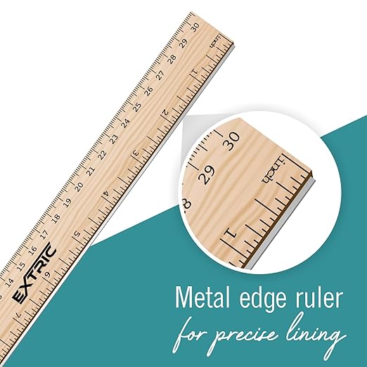Rulers 12 Pack - Rulers 12 Inch, Wood Ruler with Metal Edge Great for School, Classroom, Home, and Office