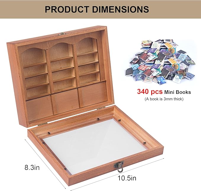 Anxiety Bookshelf Mini Books with 340 Minibooks Portable Bookshelf,Stress-Relief Booksshelf Organizer with Anxiety Quotes,Small Decorative Shelf for Home/Office Desk (Mini Book Display)