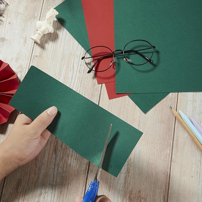 30 sheets Cardstock Paper 8 1/2 x 11 Inches for Crafts and Invitations (Christmas Green Red)