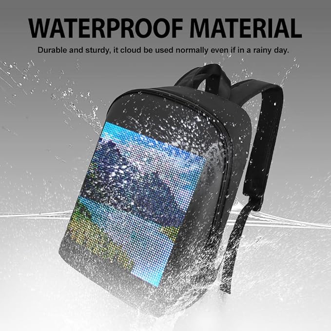 LED Color Screen Customizable photo/icon Backpack,Water-Resistant Travel Bag with USB Port and Comfortable Padding