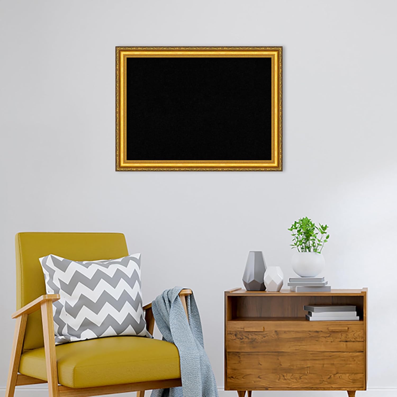 Amanti Art Black Cork Board for Wall, 24x32 Vision Board with Gold Wood Frame, Medium Corkboard Office Decor for Home Organization, Traditional Corkboard Pinboard to display items for home