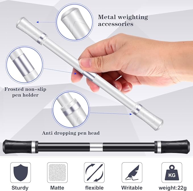Outus 2 Pieces Spinning Pen Rolling Finger Rotating Gaming Trick Pen Mod with Tutorial No Refill Stress Releasing Brain Training Toys for Adults Office Supplies(Mixed Color)