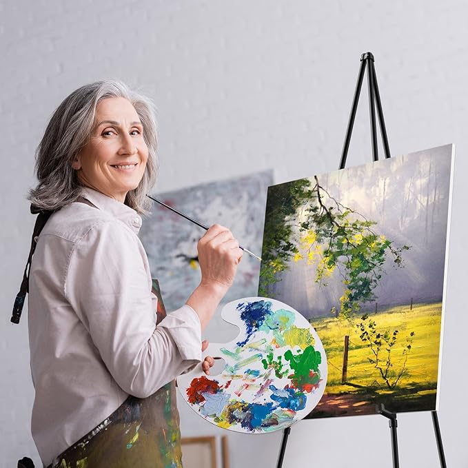 Thicken Display Artist Easel Stands - 63" Instant Tripod Collapsible Portable Floor Easels - Easy Folding Adjustable Art Poster Metal Stands for Display Show, Wedding, Painting - Black 2pack