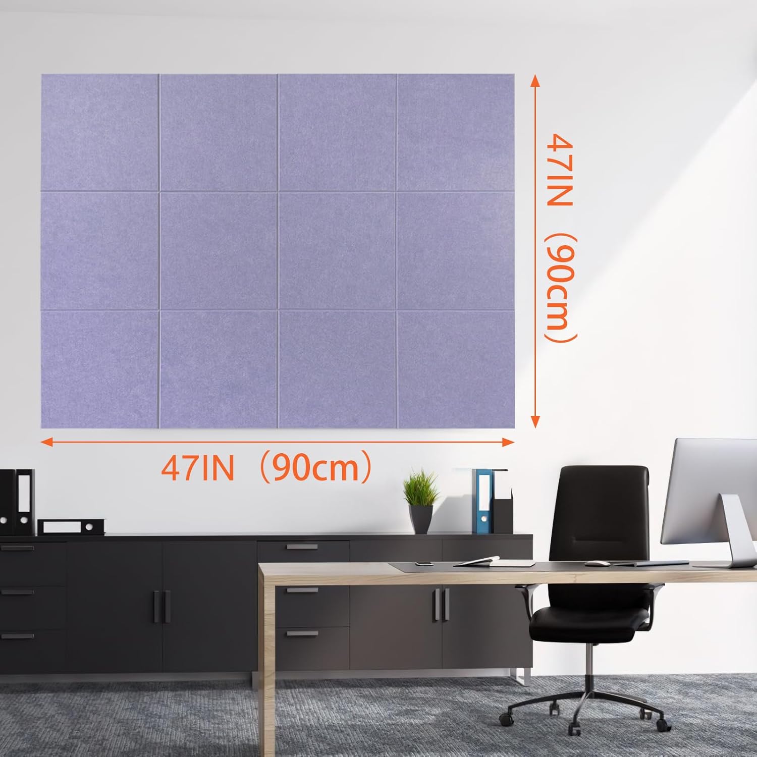 Cork Boards for Walls 48" x 36" Felt Board Alternative, 12 Pack Felt Wall Tiles Bulletin Board, Large Cork Board for Office Pin Board Tack Board Cork Boards