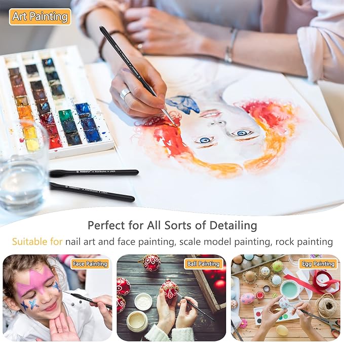 PANDAFLY Detail Paint Brushes Set, 15pcs Miniature Brushes for Fine Detailing & Art Painting - Acrylic, Oil, Watercolors & Paint by Number, Models, Face, Nail, Craft, Warhammer 40k