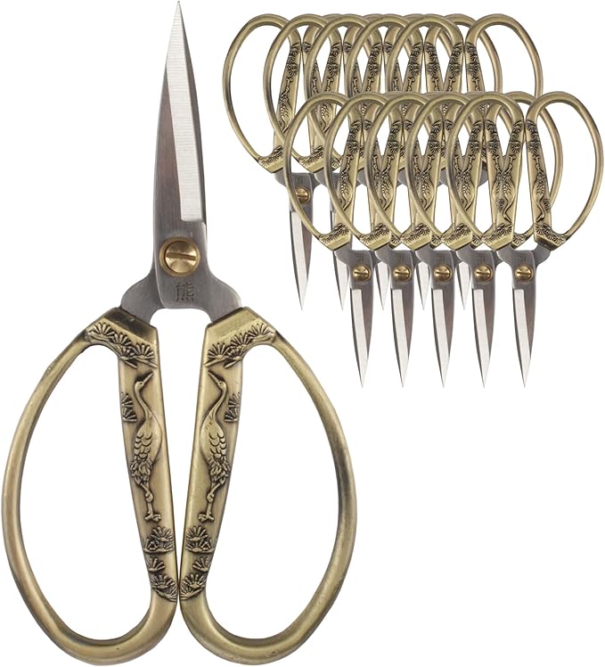 JubileeYarn Crane Motif Small Embroidery Craft Scissors - Bronze - 10 Scissors