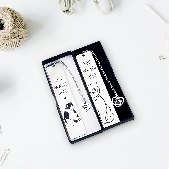 Cat Gifts for Women Men Funny Bookmarks Bulk Cat Bookmarks for Book Lovers Cat Lover Club Cute Metal Book Mark Set Birthday Gifts for Reader Coworker Friends Adults Cat Owner Lover Reading Accessories