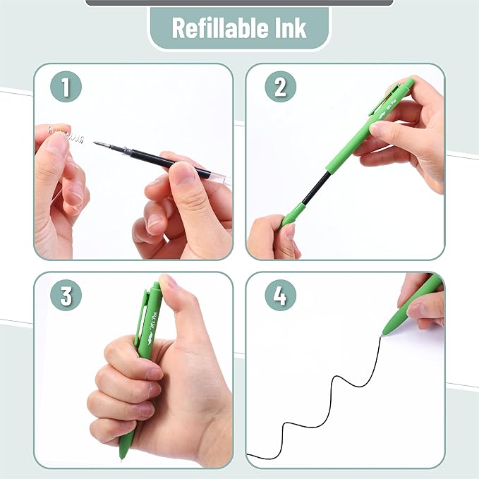 Mr. Pen- Retractable Gel Pens, 12 Pack, Black Ink, Green Ombre Color Barrel Gel Pens, Gel Pens Fine Point 0.5mm, Retractable Pens, Cute Pens, Gel Ink Pens, Aesthetic Pens for Journaling Fine Tip Pens