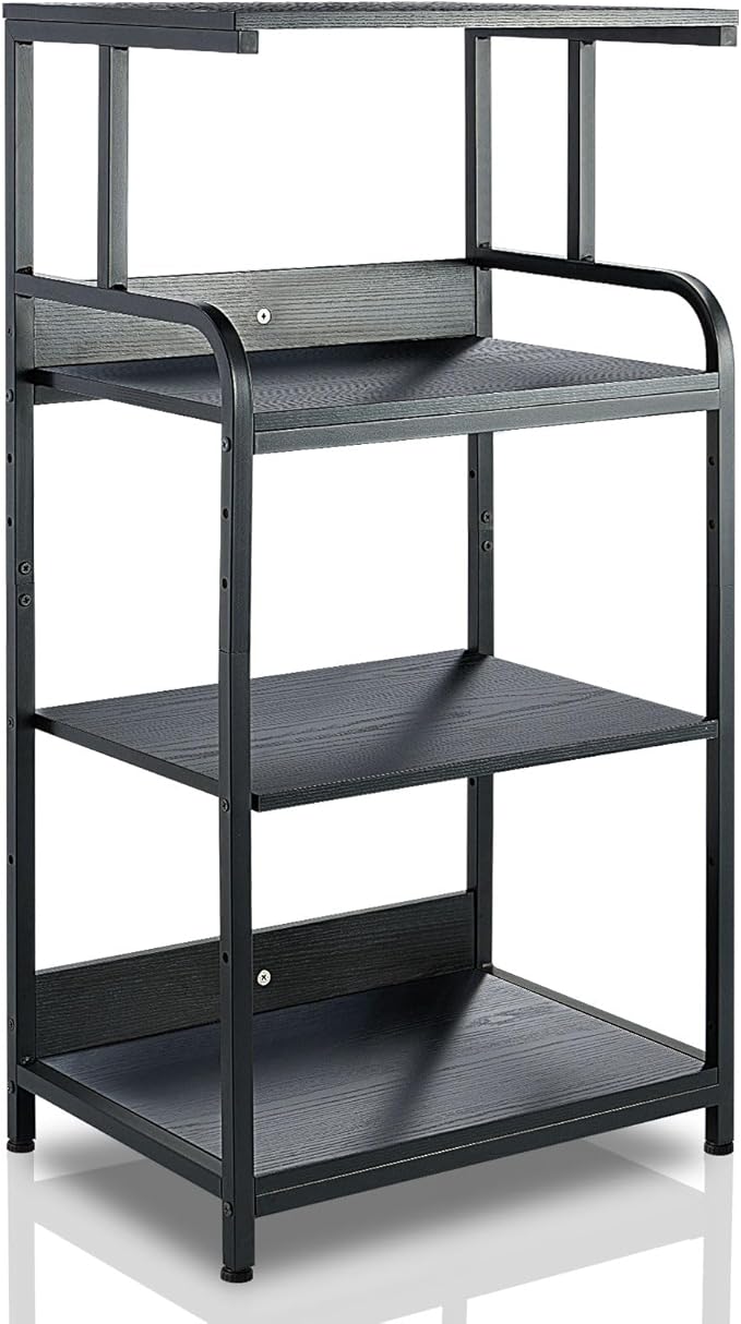 4 Tier Printer Stand with Wheels Printer Table, Multipurpose Office and Home Storage Rack, Removable and Fixed Printer Stand for Fax Machine, Scanner, Roller Cart Stand Black