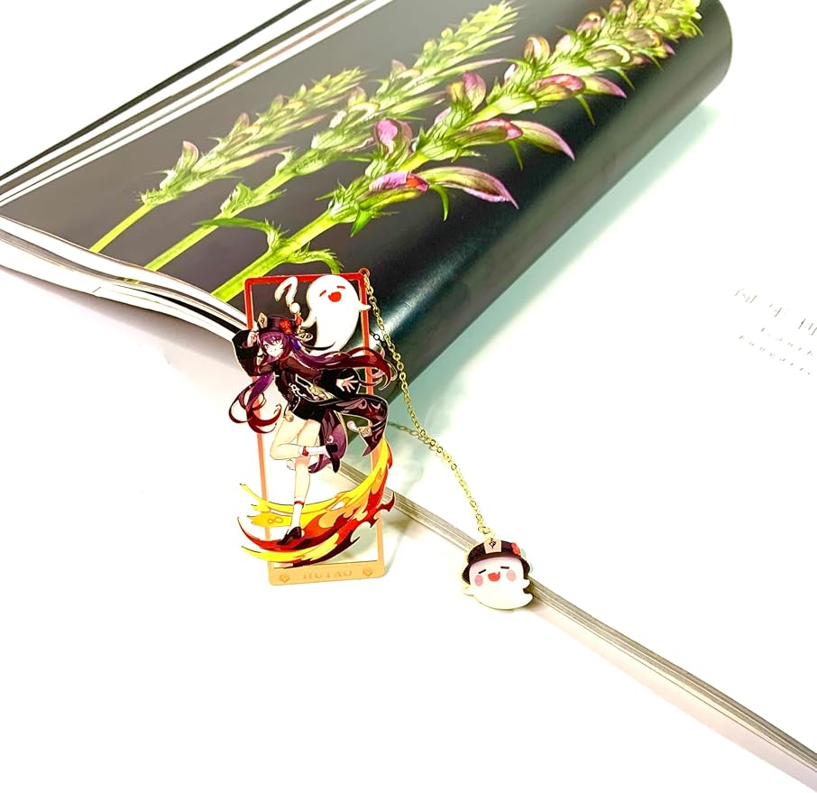 Genshin Impact HuTao Brass Bookmarks with 3D Display Box for Women Men Sisters Friends - Ideal Birthday Gifts for Book Lovers - Zllada