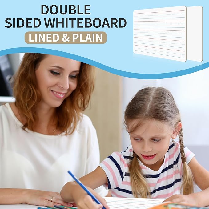 12PCS Dry Erase Boards,9"x12" Double Sided Small Whiteboards with Lines,Students,Education Teacher Classroom,Mini Portable Drawing Learning Lapboards with Colors Pens and Erasers.
