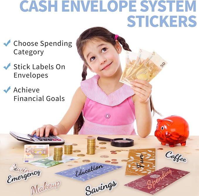 80 Cash-Envelope Budget Category Stickers - Rose Gold Vinyl Decals, Budget Binder Labels for Finance Planner & A6 Cash Binder, Budgeting Category Letter Stickers for Budget Wallet, Money Organizer