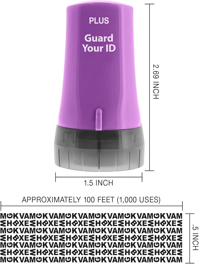 ID Roller 3-Pack - Advanced 2.0 Theft Protection Stamping by Guard Your ID Identity Prevention (Mixed Color: Blue, Pink, Purple)