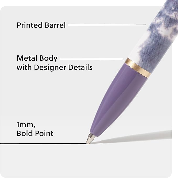 U Brands Monterey Ballpoint Pens, Set of 4, Soft Dye With Gold Details, Bold (1.0 mm) Point, Black Ink