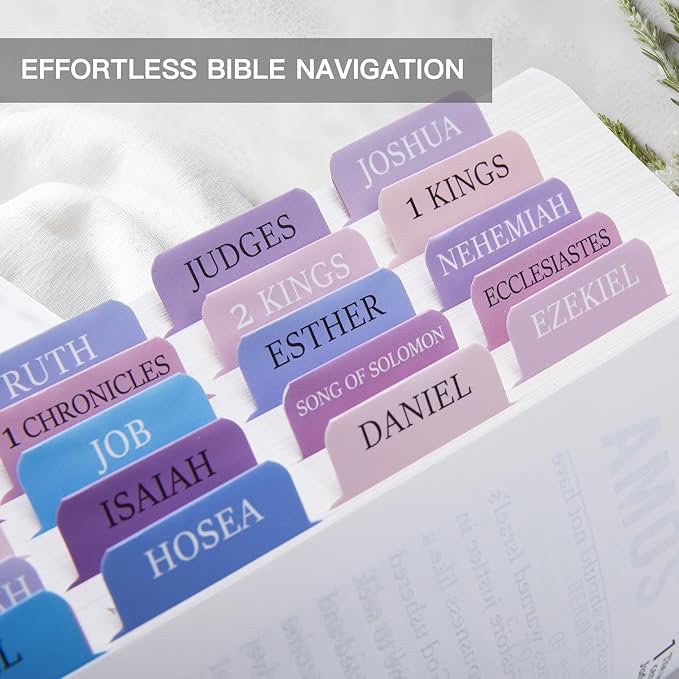 Laminated Bible Tabs for Women & Men - Large Print Tabs for Study Bibles, Boho Theme for Easy Navigation and Quick Reference - Easy-to-Read and Apply Tabs for All Ages-Dreamy Gradient