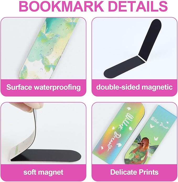 10Pcs Magnetic Bookmarks T-S Bookmarks Page Markers for Fans Readers, Women, Men, Book Lovers, Students Teachers, Funny Office Supplies Stationery Gifts Used in Office, School, Home (Green)