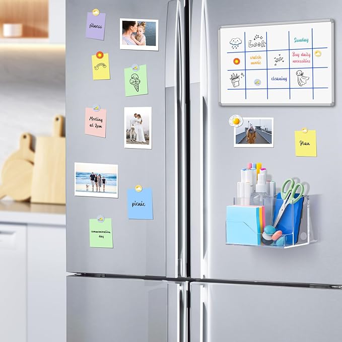 Simetufy Clear Magnetic Dry Erase Marker Holder for Refrigerator, Partition Non-slip Acrylic Whiteboard Marker Holder with Large Slots for Magnetic Board, or Metal Surfaces for Fridge, Lockers, Washer