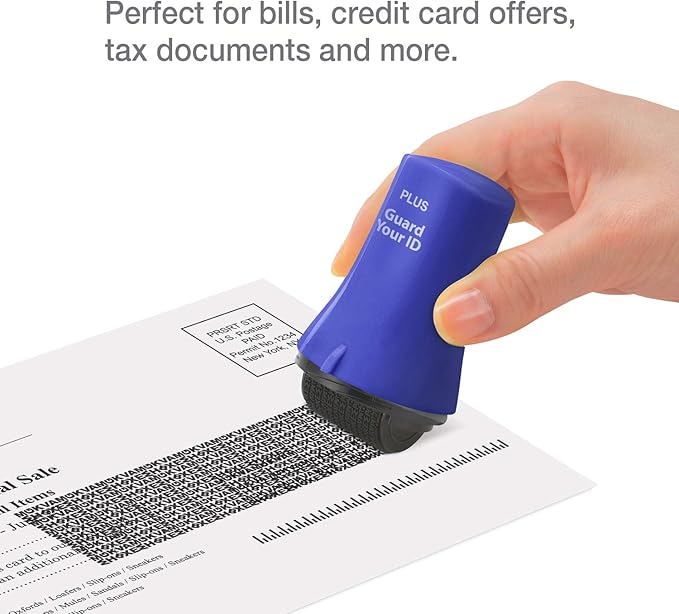 Guard Your ID ADVANCED WIDE Roller Identity Theft Prevention Security Stamp NAVY BLUE (70109)