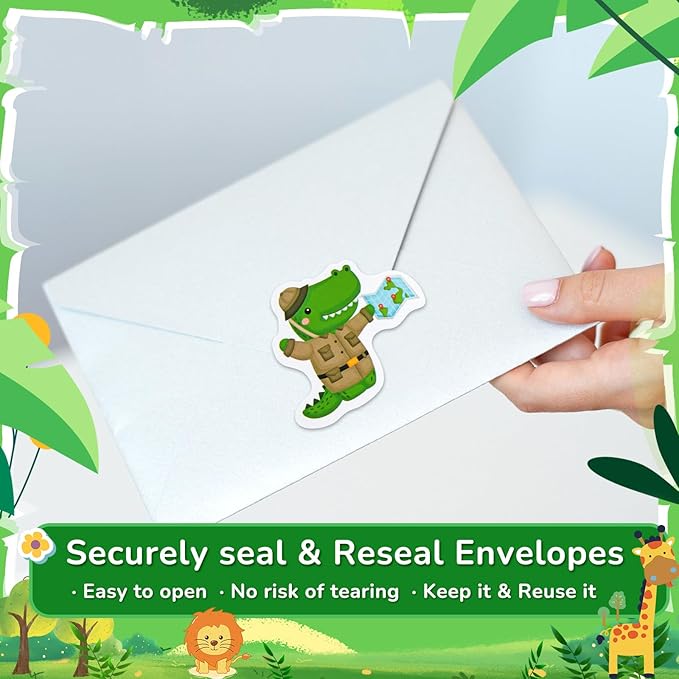 1 Roll Animal Stickers Reward Cute Space Stickers Office Supplies Incentives Sticker Animal Party Favor Decal, 500 Pcs Each Roll(Camping Animal)