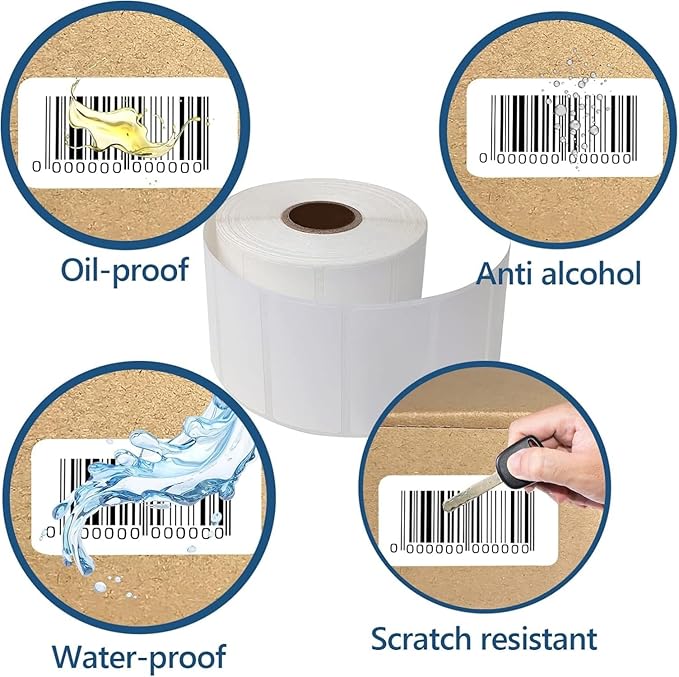 2"x1" Direct Thermal Labels, Barcode & Address Shipping Thermal Label Stickers, White (3000 Labels/ 3roll, 2"x1")