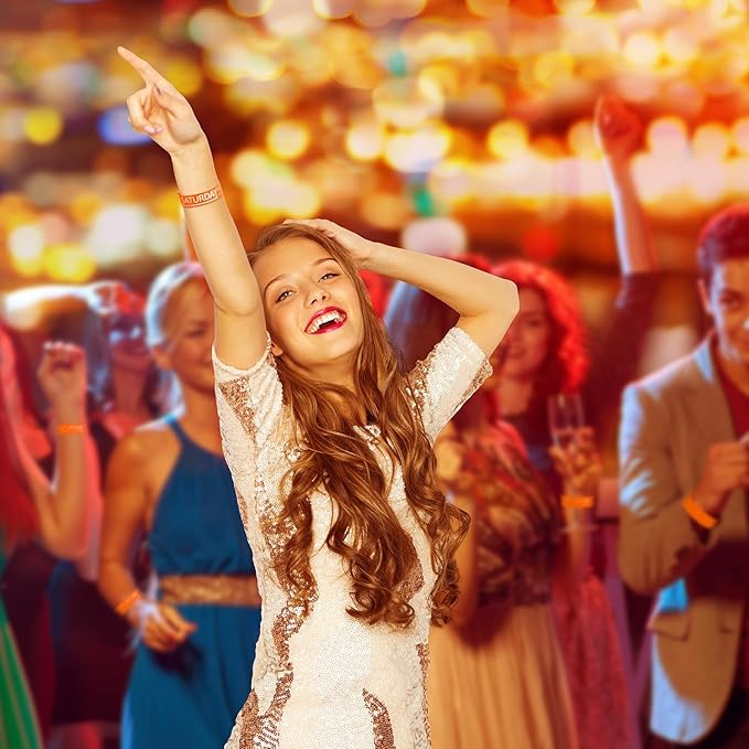 Henoyso 600 Pcs Saturday Paper Wristbands Event Wristbands Paper Bracelets Wristbands Numbered Waterproof Party Wristbands for Events Day of The Week(Orange)